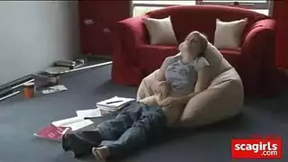blonde in stockings gets hardcore fuck and cums loud
